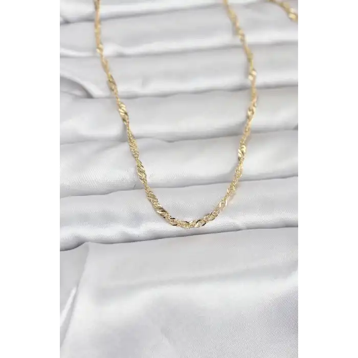 CM 14K Gold Renk Burgu Yassı Model 60 cm Kadın Kolye
