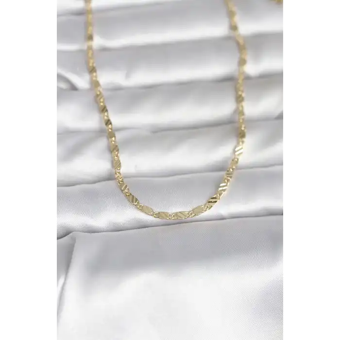 CM 14K Gold Renk Çizgi Lazer Model 60 cm Kadın Kolye