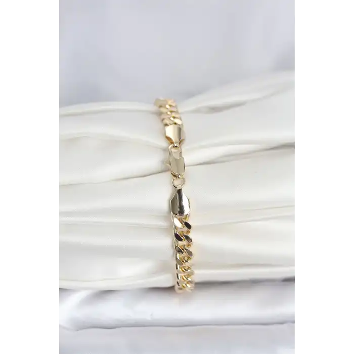 CM 14K Gold Renk Ezme Kalın Zincir Model Kadın Bileklik