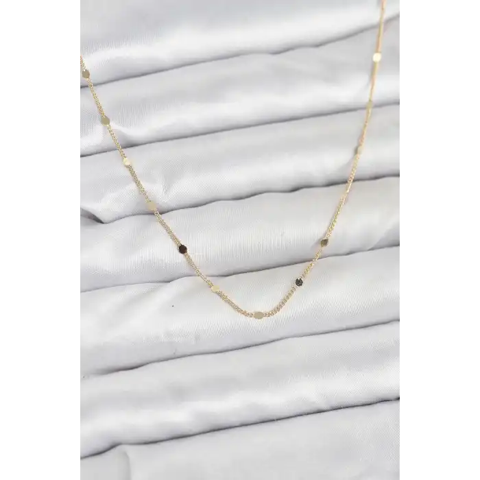 CM 14K Gold Renk Ezme Pul Model 60 cm Kadın Kolye