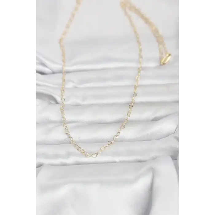 CM 14K Gold Renk Kalp Zincirli 60 cm Kadın Kolye