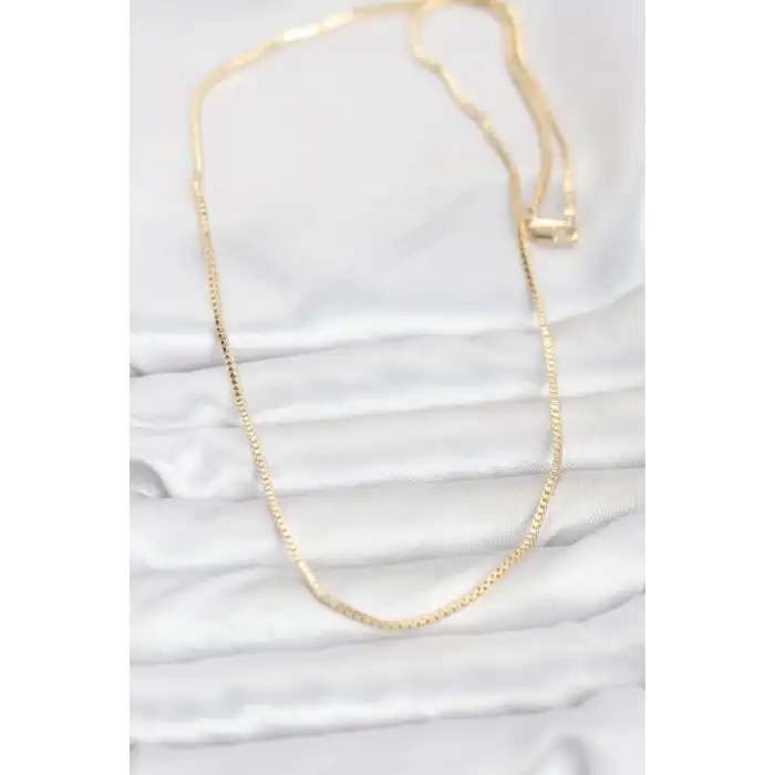 CM 14K Gold Renk Kare Zincirli Model 60 cm Kadın Kolye