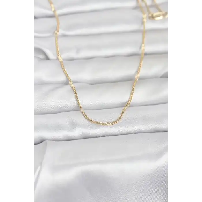 CM 14K Gold Renk Lazer Puntalı Model 60 cm Kadın Kolye