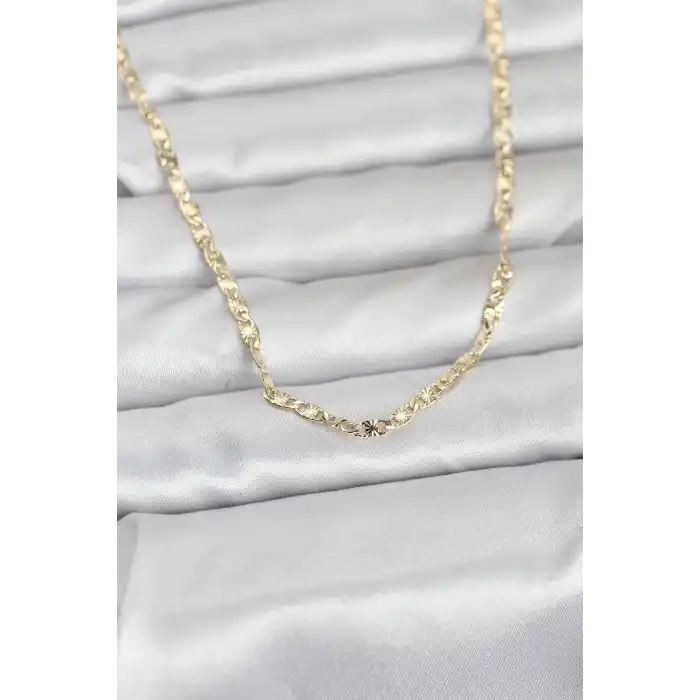 CM 14K Gold Renk Lazer Zincirli Model 60 cm Kadın Kolye