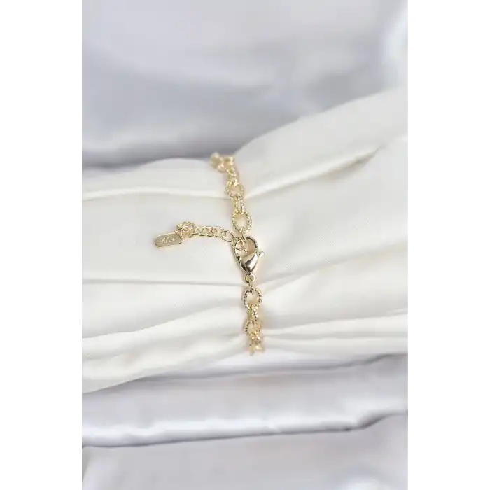 CM 14K Gold Renk Lazerli Halka Model Kadın Bileklik