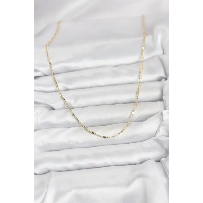 CM 14K Gold Renk Pirinç Ataç Zincir 60 cm Kadın Kolye