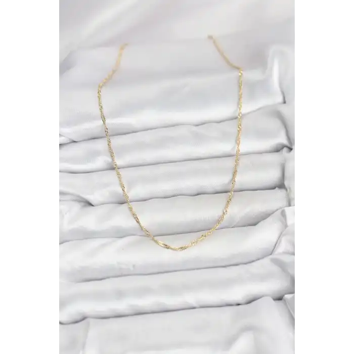 CM 14K Gold Renk Pirinç Ezme Burgu Model Kadın Kolye