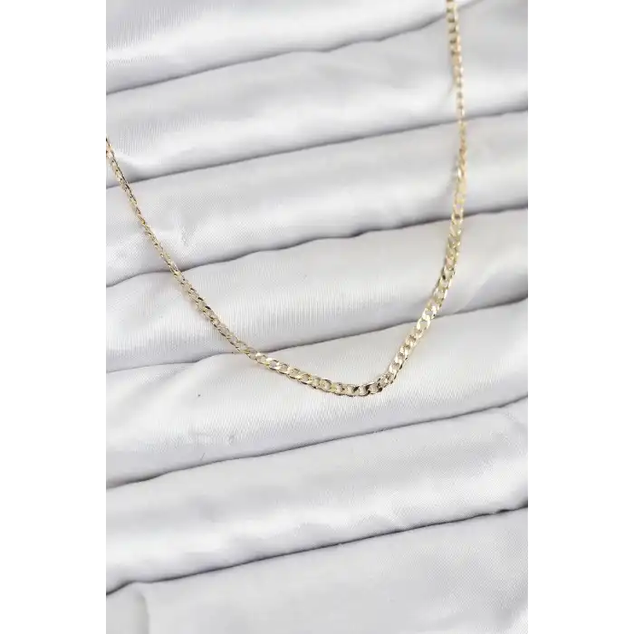 CM 14K Gold Renk Pirinç Zincir Model Kadın Kolye