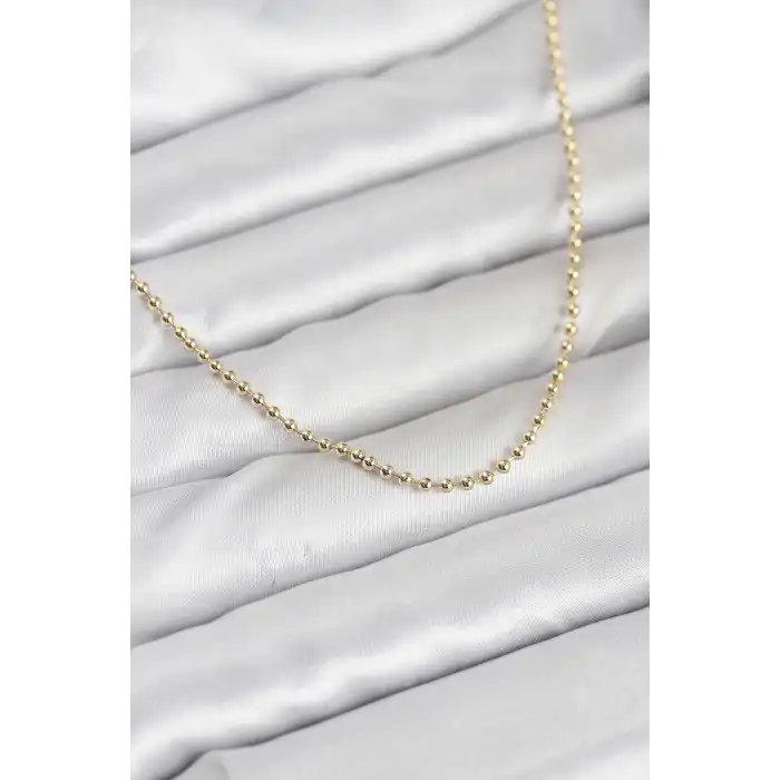 CM 14K Gold Renk Top Zincirli Model 60 cm Kadın Kolye
