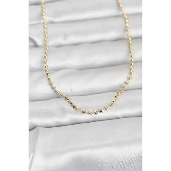 CM 14K Gold Renk Top Zincirli Model 60 cm Kadın Kolye