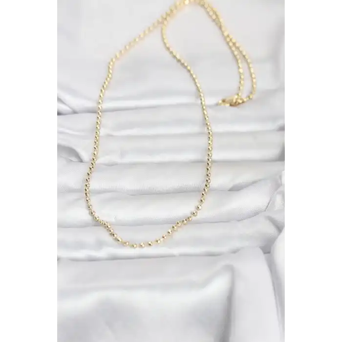 CM 14K Gold Renk Top Zincirli Model 60 cm Kadın Kolye