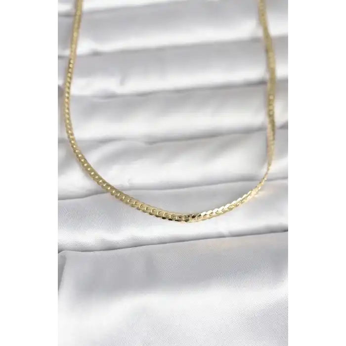 CM 14K Gold Renk Yassı Zincir Model 45 cm Kadın Kolye