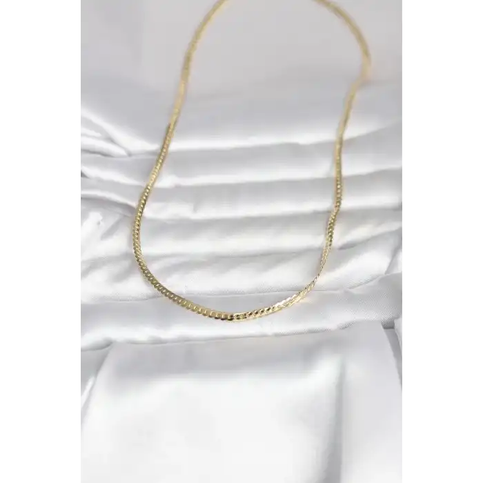 CM 14K Gold Renk Yassı Zincir Model 45 cm Kadın Kolye