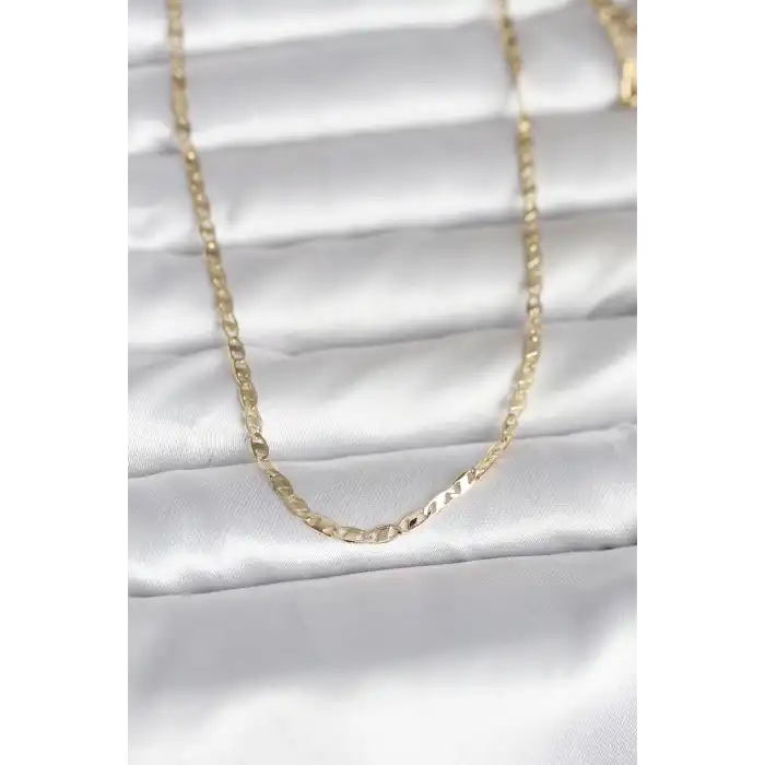 CM 14K Gold Renk Yassı Zincir Model 60 cm Kadın Kolye