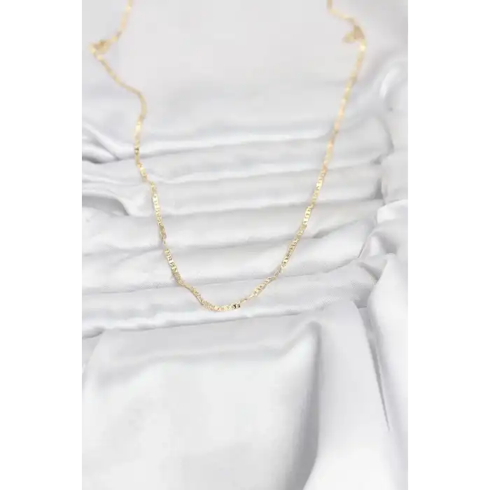 CM 14K Gold Renk Yassı Zincir Model 60 cm Kadın Kolye