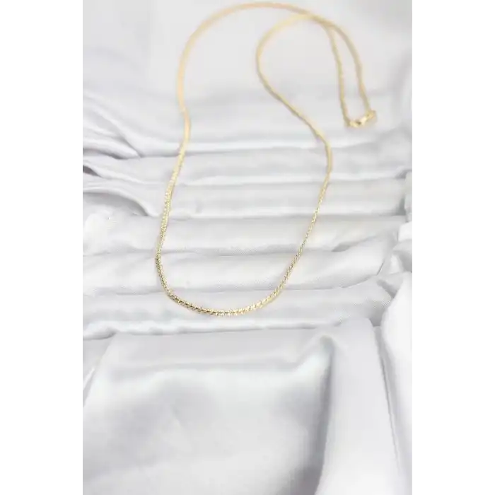 CM 14K Gold Renk Yassı Zincir Model 60 cm Kadın Kolye