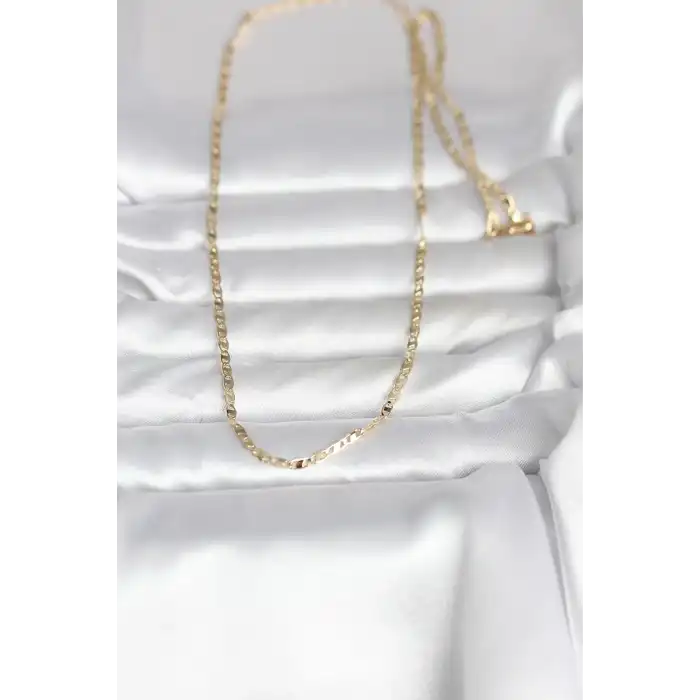 CM 14K Gold Renk Yassı Zincir Model 60 cm Kadın Kolye