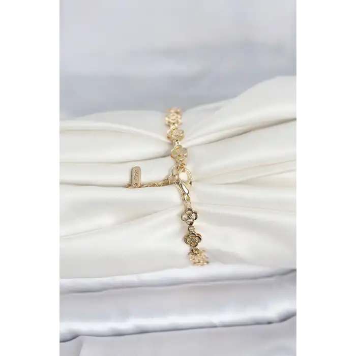 CM 14K Gold Renk Yonca Model Kadın Bileklik