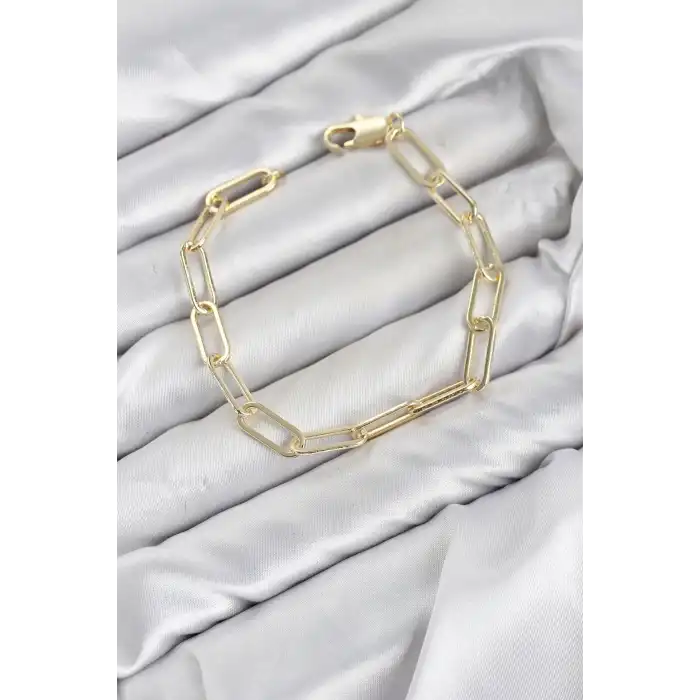 CM Ataş Zincir Model Gold Renk Pirinç Kadın Bileklik