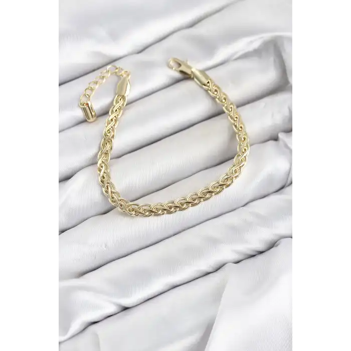 CM Singapur Zincir Model Gold Renk Pirinç Kadın Bileklik