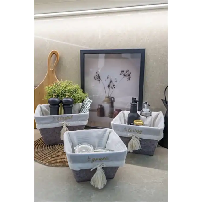 Çok Amaçlı Saklama Organizer Kutu Kare Keçe Sepet (mega) - 03419