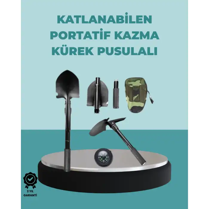 Çok İşlevli Bahçe ve Kamp Aleti – Pusulalı ve Kaymaz Saplı