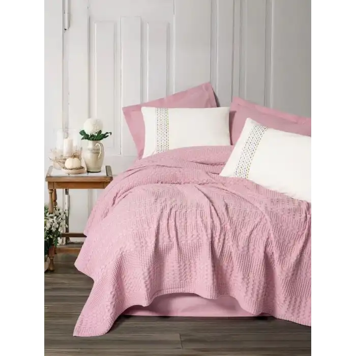 Cotton Box Aura Çift Kişilik Pike Takımı Pebble Pembe