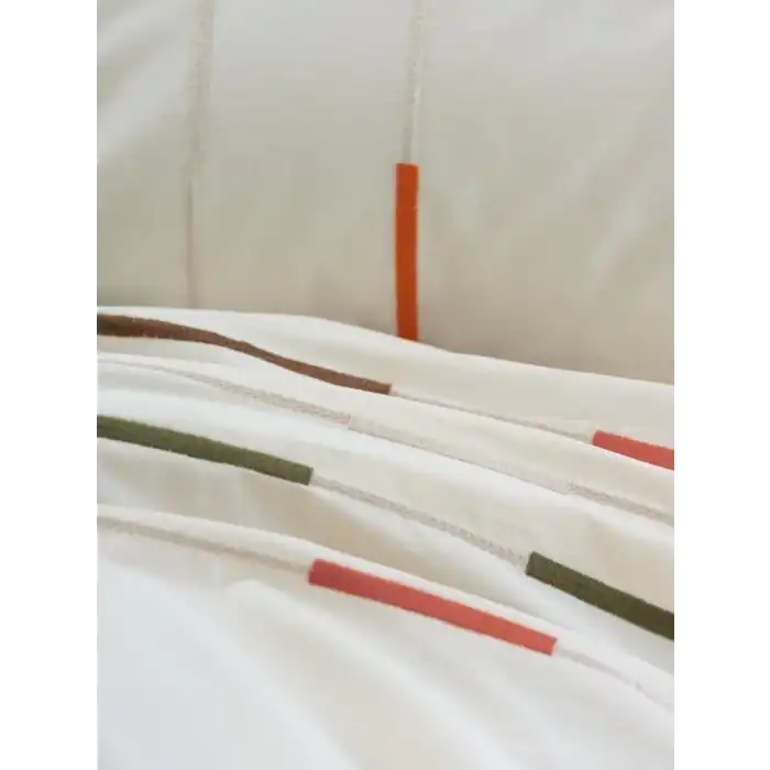 Cotton Box Brode Ranforce Çift Kişilik Nevresim Takımı İvory Yeşil