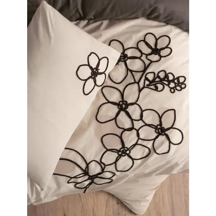 Cotton Box Brode Ranforce Çift Kişilik Nevresim Takımı Panos Kahve