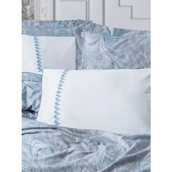 Cotton Box Çift Kişilik Elit Saten Nevresim Takımı Stilla Mavi