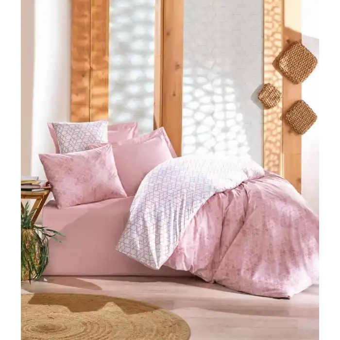 Cotton Box Çift Kişilik Nevresim Takımı Minimal Best Pembe