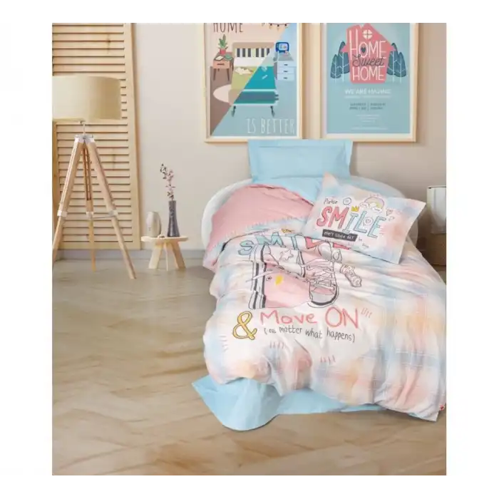 Cotton Box Genç Ranforce Nevresim Takımı Tek Kişilik Smile Mint