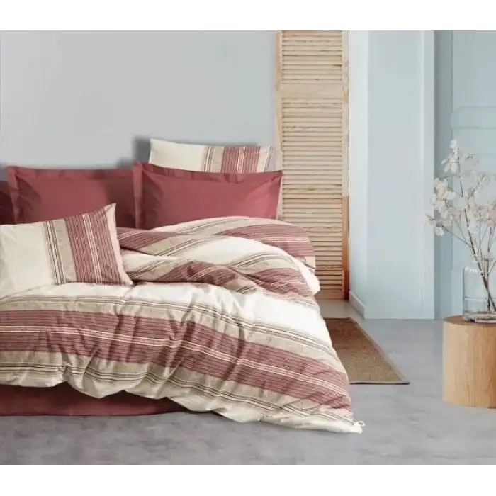 Cotton Box Line Tek Kişilik Nevresim Takımı Kenway Bordo