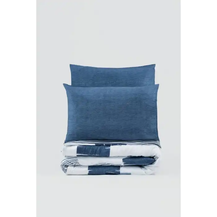Cotton Box Modern Çift Kişilik Nevresim Takımı Solito İndigo