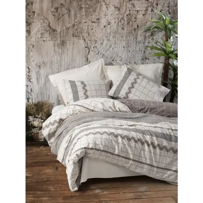 Cotton Box Toprak  Çift Kişilik Nevresim Takımı Arlo Kahve