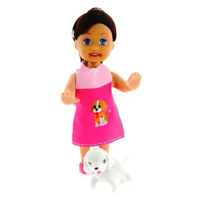 Cute Girl Köpek Figürlü Kumral Mini Bebek