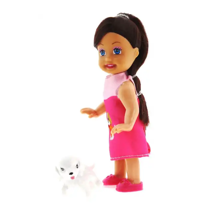 Cute Girl Köpek Figürlü Kumral Mini Bebek