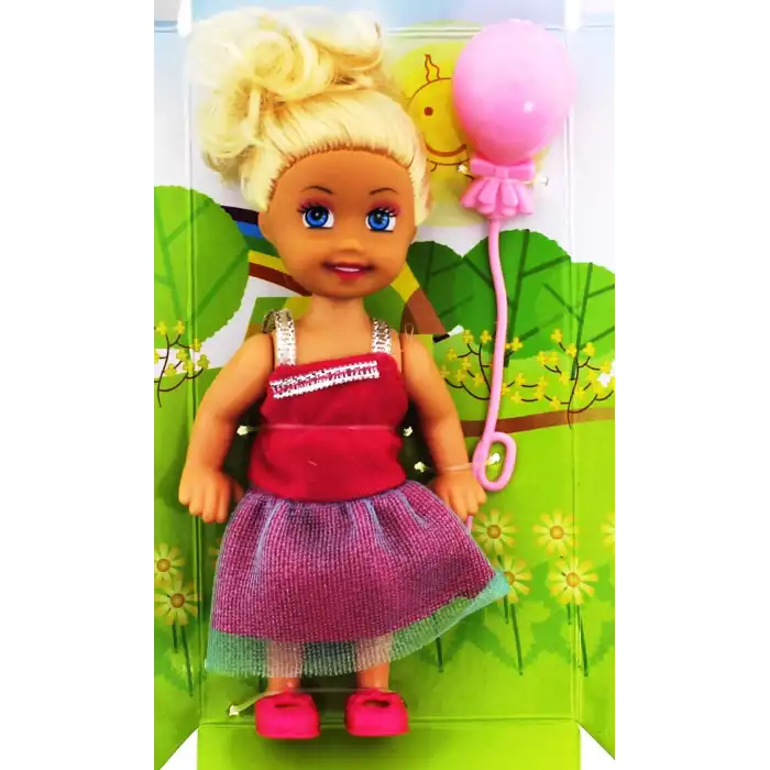 Cute Girl Pembe Balonlu Sarışın Mini Bebek