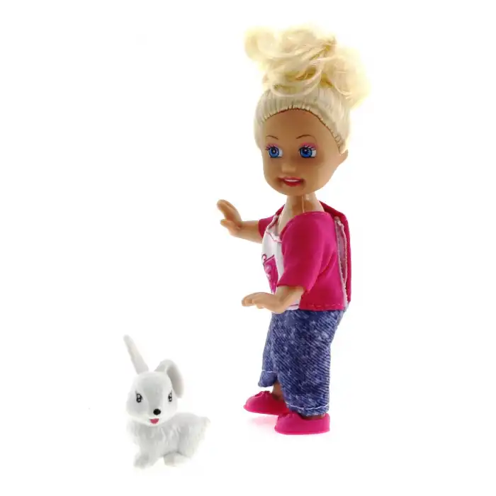 Cute Girl Tavşan Figürlü Sarışın Mini Bebek