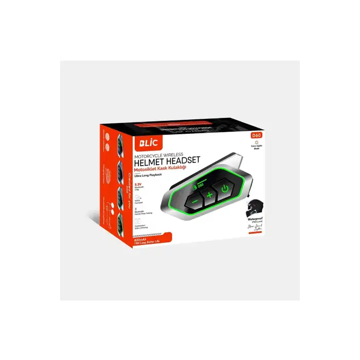 D60 Motor Kask Kulaklık Rgb Modlu Motosiklet Kulaklık Su Geçirmez 5.3 Bluetooth Intercom