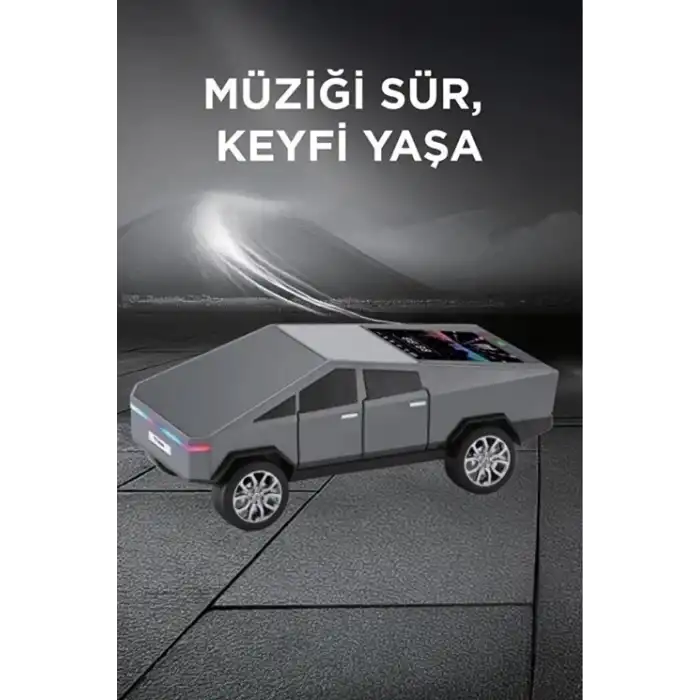 D68 Cyber Model Araba Tasarımlı Bluetooth Hoparlör 15w Güçlü Ses Rgb Led /tws/usb Gri