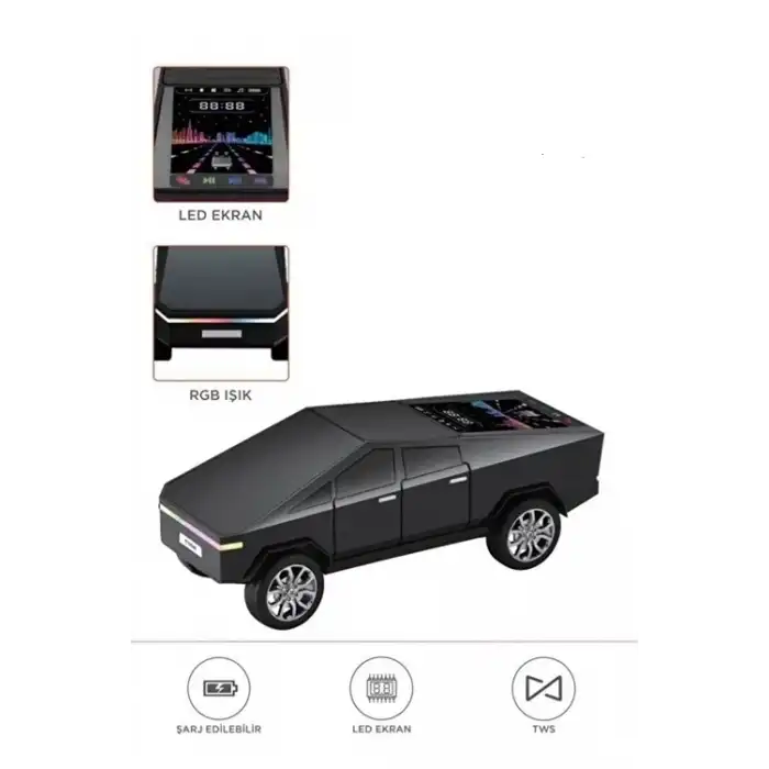 D68 Cyber Model Araba Tasarımlı Bluetooth Hoparlör 15w Güçlü Ses Rgb Led /tws/usb Siyah