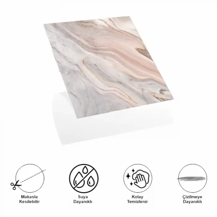 Decohandy 30x30 Cm Pvc Duvar Karosu 4Lü Paket - Antik Mermer