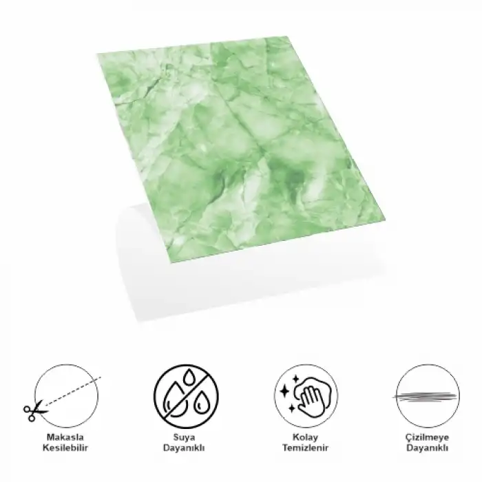 Decohandy 30x30 Cm Pvc Duvar Karosu 4Lü Paket - Yeşil Mermer