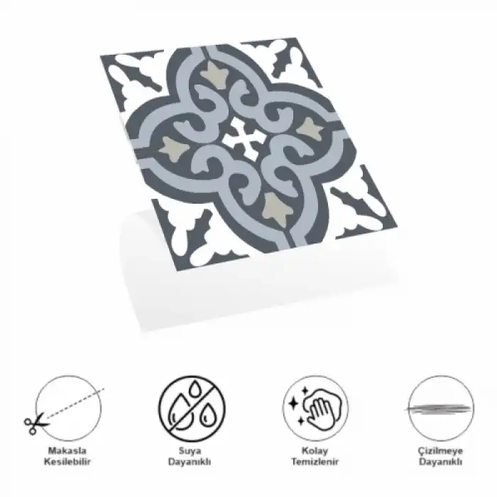 DecoHandy  Pvc Duvar Karosu 30x30cm 4lü Paket - Çini Desen  0,36m2