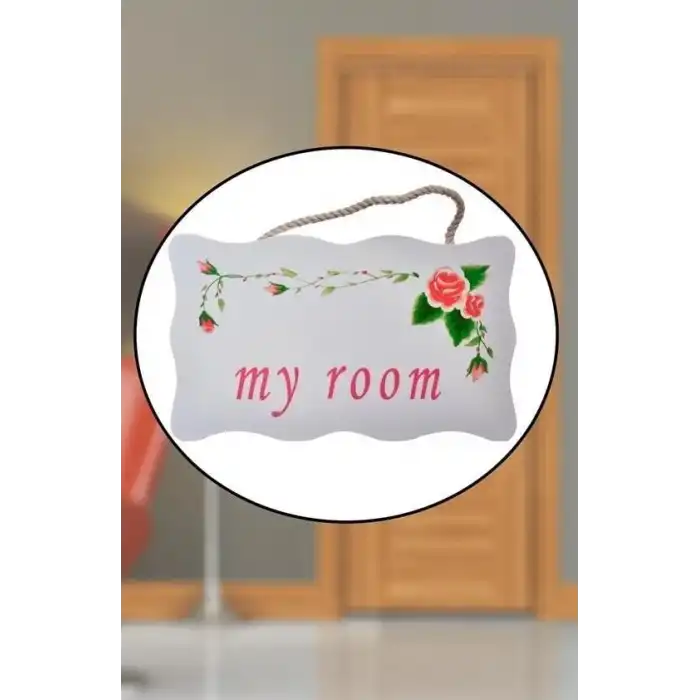 Decotown My Room Benim Odam Dekoratif Çiçek Desenli Kapı Askısı