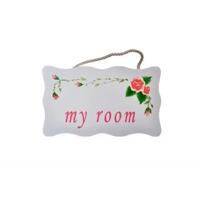 Decotown My Room Benim Odam Dekoratif Çiçek Desenli Kapı Askısı