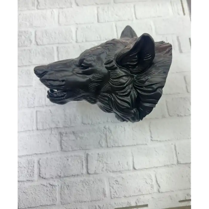 Dekoratif Asılabilir Siyah Ayı Başı 3d Duvar Heykeli 25x19 Cm