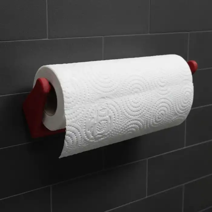 Dekoratif Kırmızı Kağıt Havlu Tutucu Duvar Askılı Model