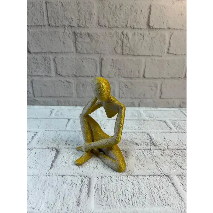 Dekoratif Sarı İnsan Figürü Modern Masa ve Raf Süsü